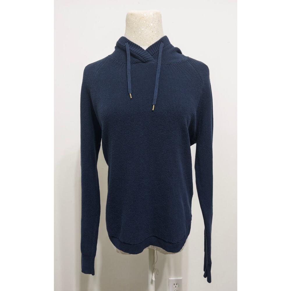 Lauren Ralph Lauren blue waffle knit hoodie sweater Women's‎ sz XL preppy layers
